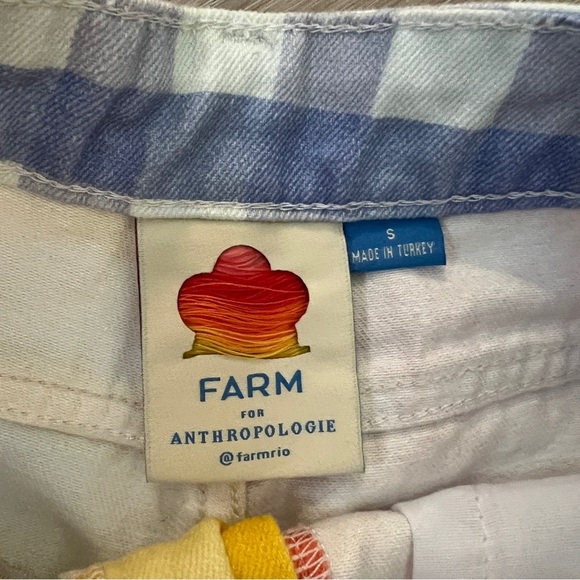 Farm Rio Yellow and Orange Gingham Shorts plaid Anthropologie small gold buttons - Picture 7 of 12